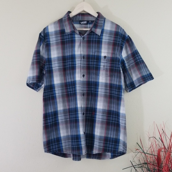 Vans Other - VANS Men's Blue & White Plaid Short Sleeve Shirts